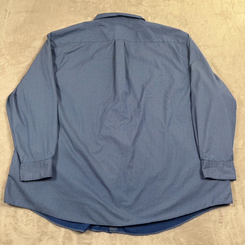 Roundtree & Yorke TravelSmart Button Down 3XB Blue Geometric Long Sleeve Shirt - Picture 6 of 6